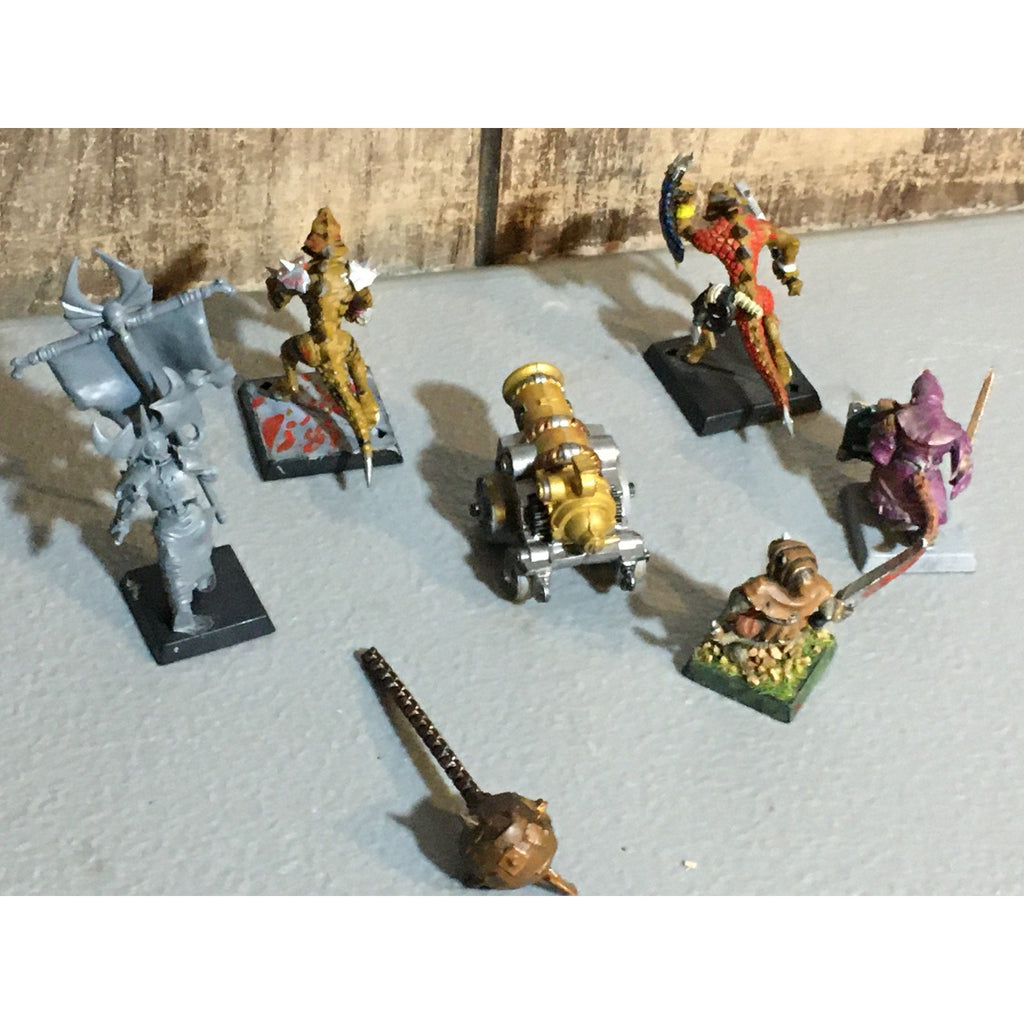 A32513 WARHAMMER FANTASY MIXED LOT LIZARDMEN SAURUS SKAVEN DWARF CANNON GW