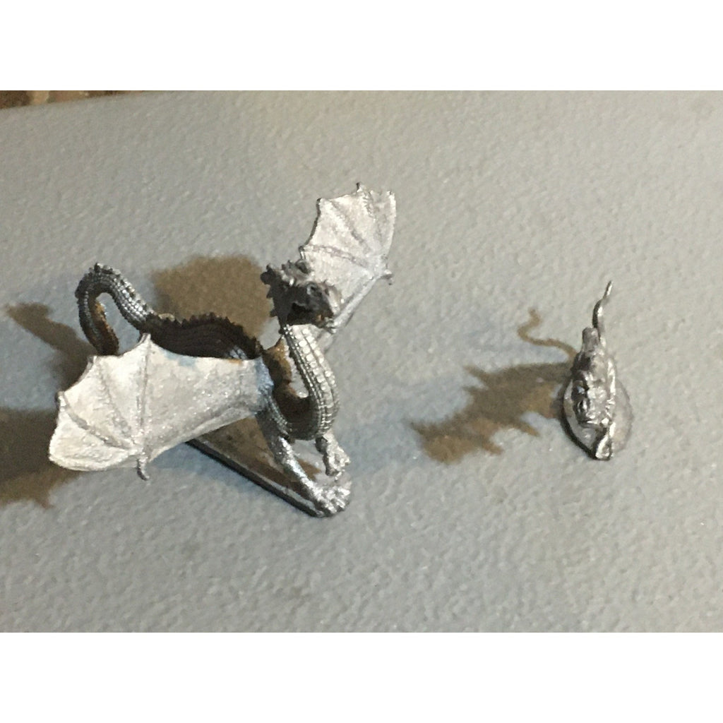 A34030 UNKNOWN METAL MINIATURES DRAGON & RIDING LIZARD TABLETOP RPG