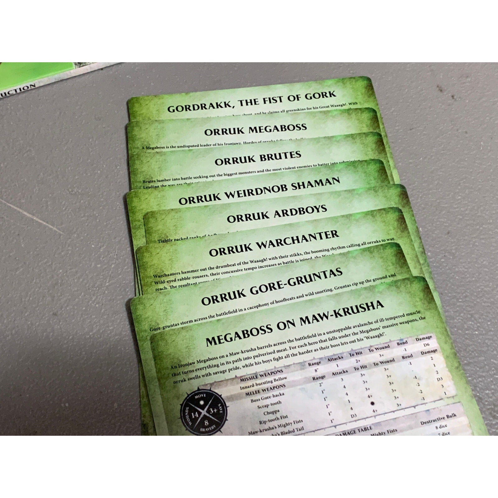 A15633 WARHAMMER AOS GRAND ALLIANCE DESTRUCTION ORRUK TOKENS WARSCROLL CARDS