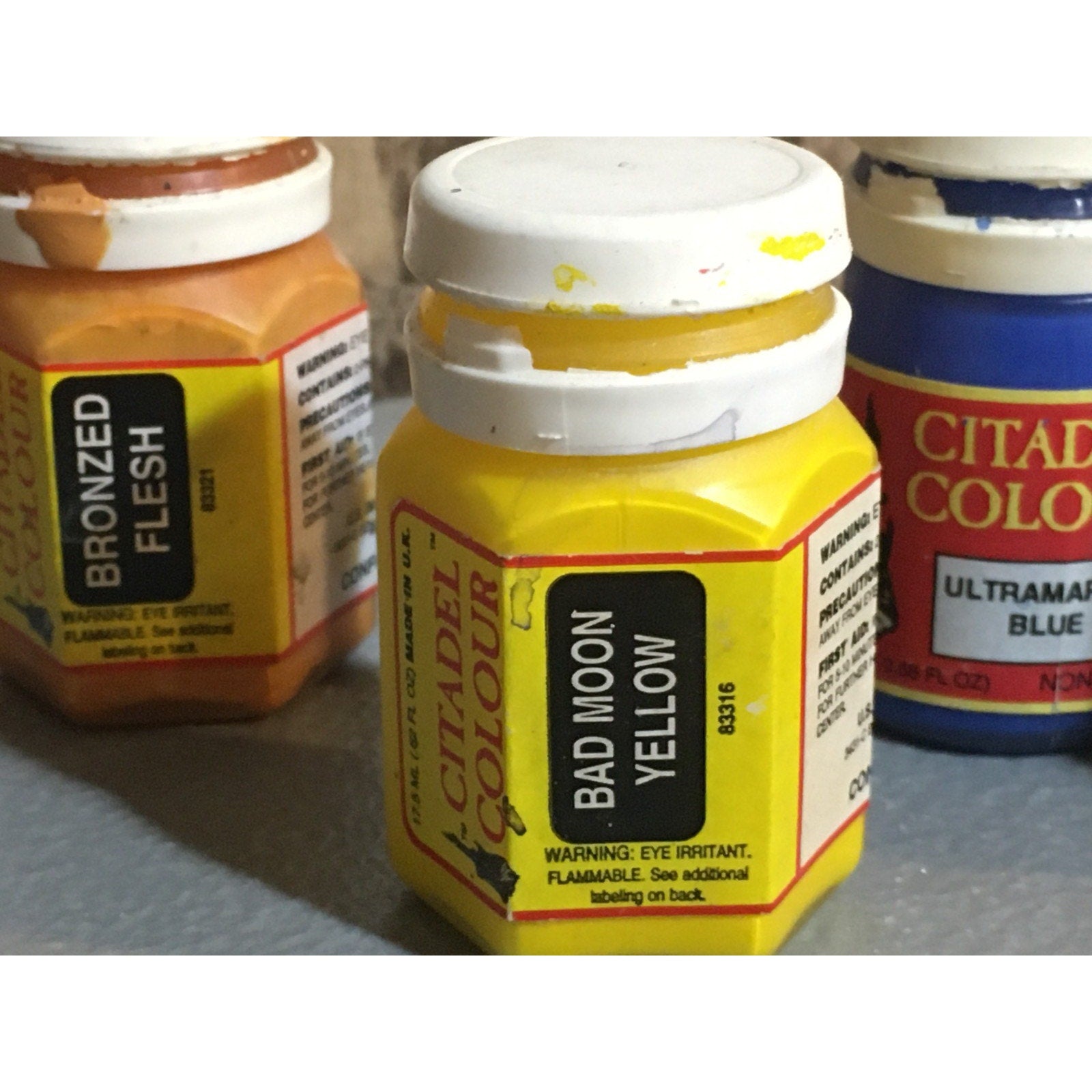 A33425 CITADEL COLOURS USED PAINT POTS 4 PK OOP GAMES WORKSHOP