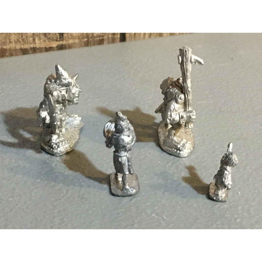 A32870 UNKNOWN METAL MINIATURES 4 PK ORC HUMAN DWARF WARRIOR TABLETOP RPG