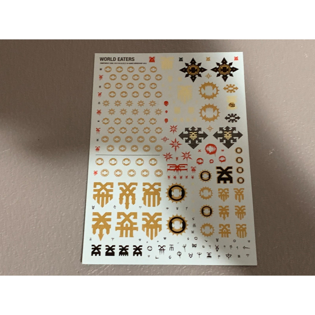 BAGE WARHAMMER 40K TRANSFERS TRANSFER WORLD EATERS SHEET