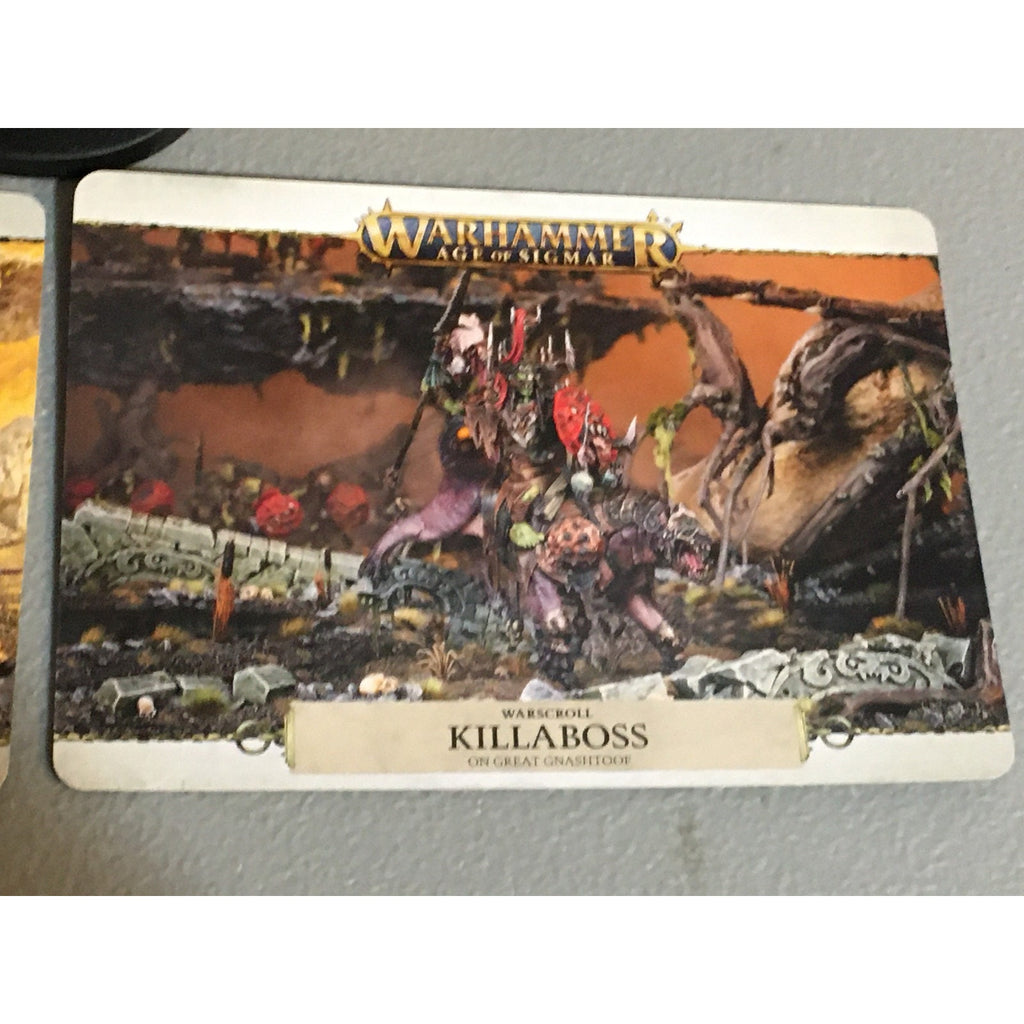 SA34023 WARHAMMER AOS SIGMAR ORRUK WARCLANS KRULEBOYZ KILLABOSS ON GNASHTOOF