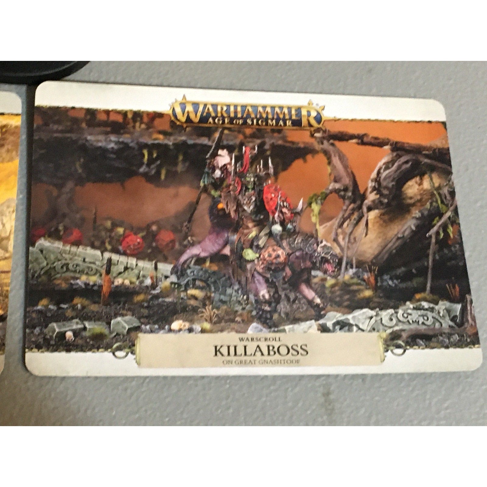 SA34023 WARHAMMER AOS SIGMAR ORRUK WARCLANS KRULEBOYZ KILLABOSS ON GNASHTOOF