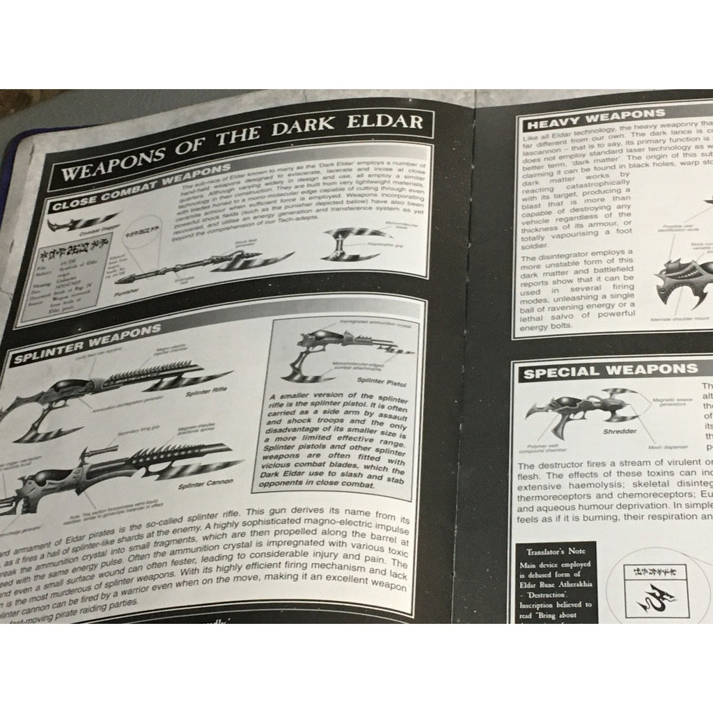 BOOK GAMES WORKSHOP WARHAMMER 40K CODEX DARK ELDAR 3RD ED SB USED