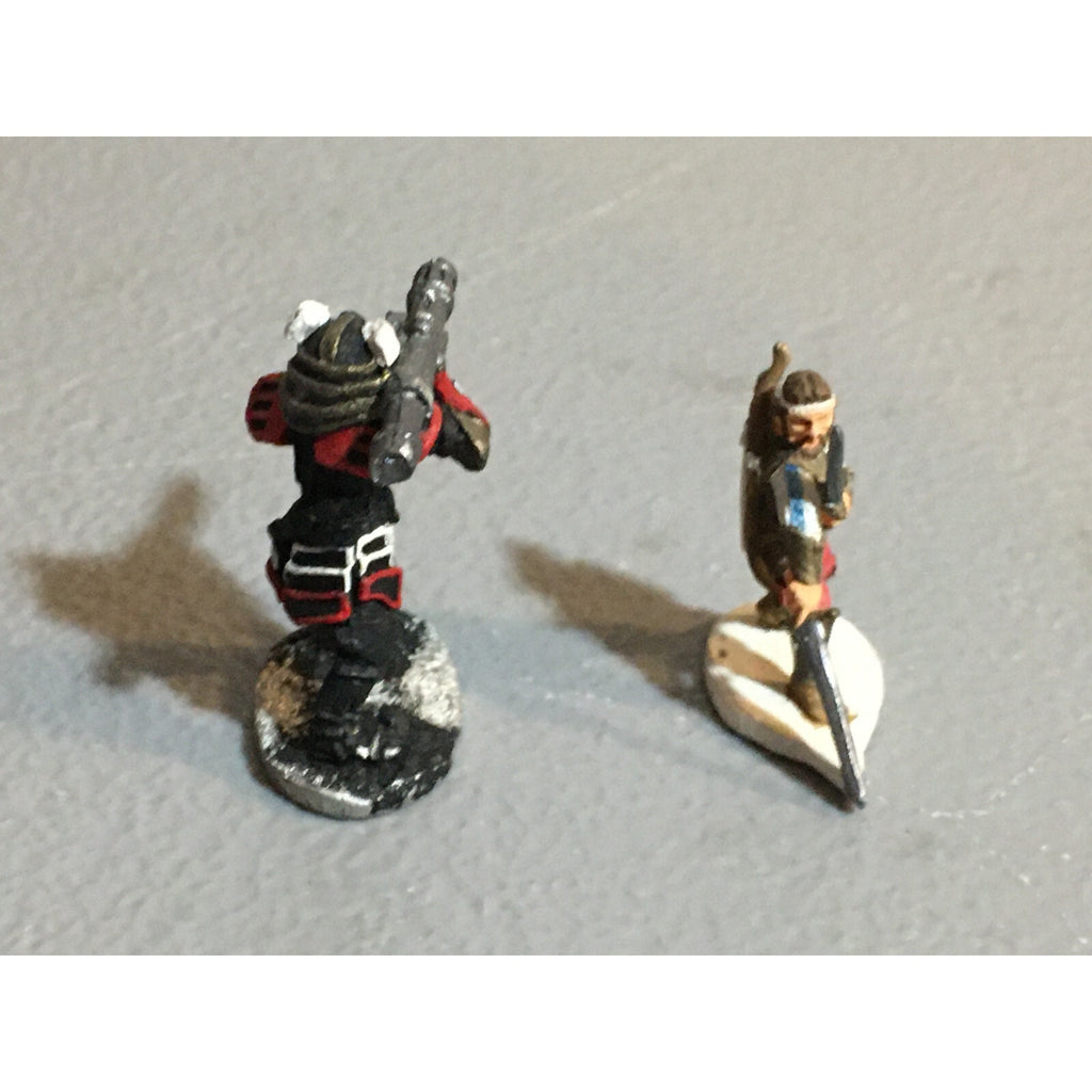 A10263 METAL MINIATURES FANTASY WARRIOR + SCI-FI SAMURAI W ROCKET LAUNCHER