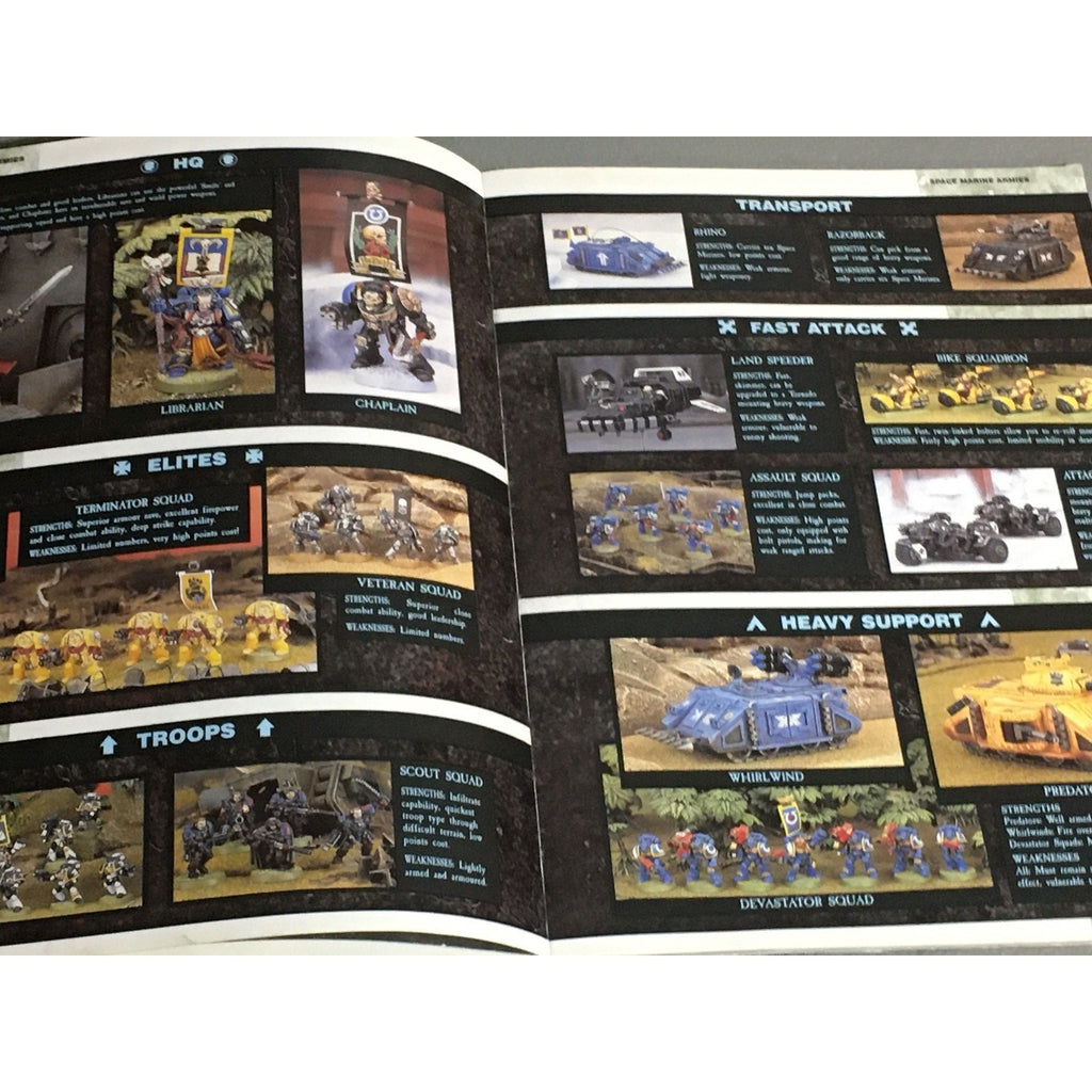 BOOK GAMES WORKSHOP WARHAMMER 40K 1998 CODEX SPACE MARINES SB USED PLAYED