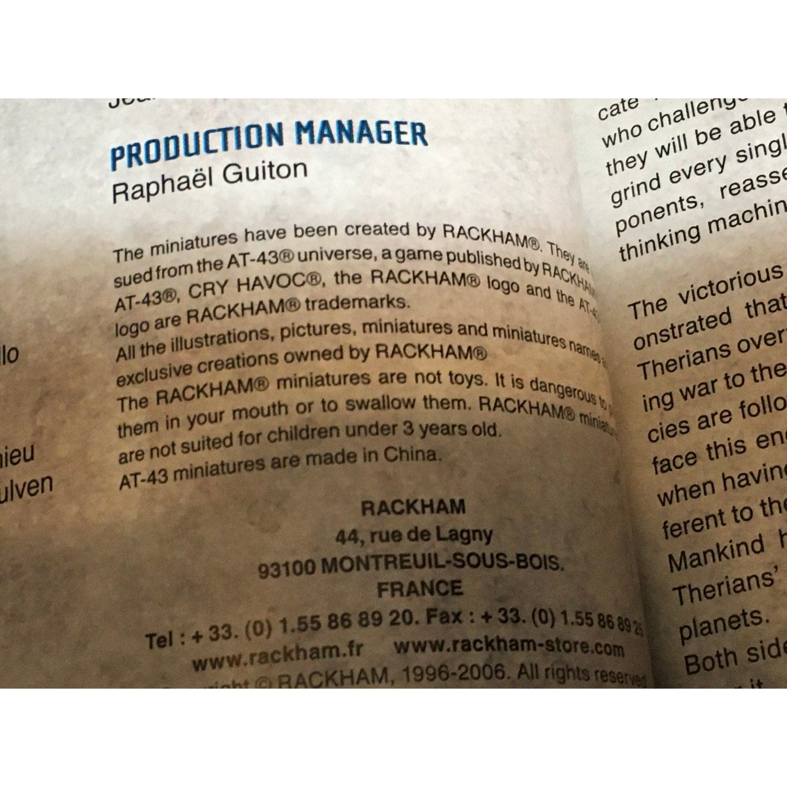 A24212 RACKHAM AT-43 OPERATION DAMOCLES INITIATION SET BOOK & PLAYMAT