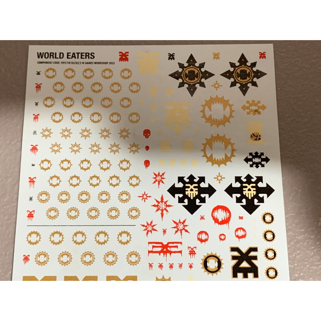 BAGE WARHAMMER 40K TRANSFERS TRANSFER WORLD EATERS SHEET