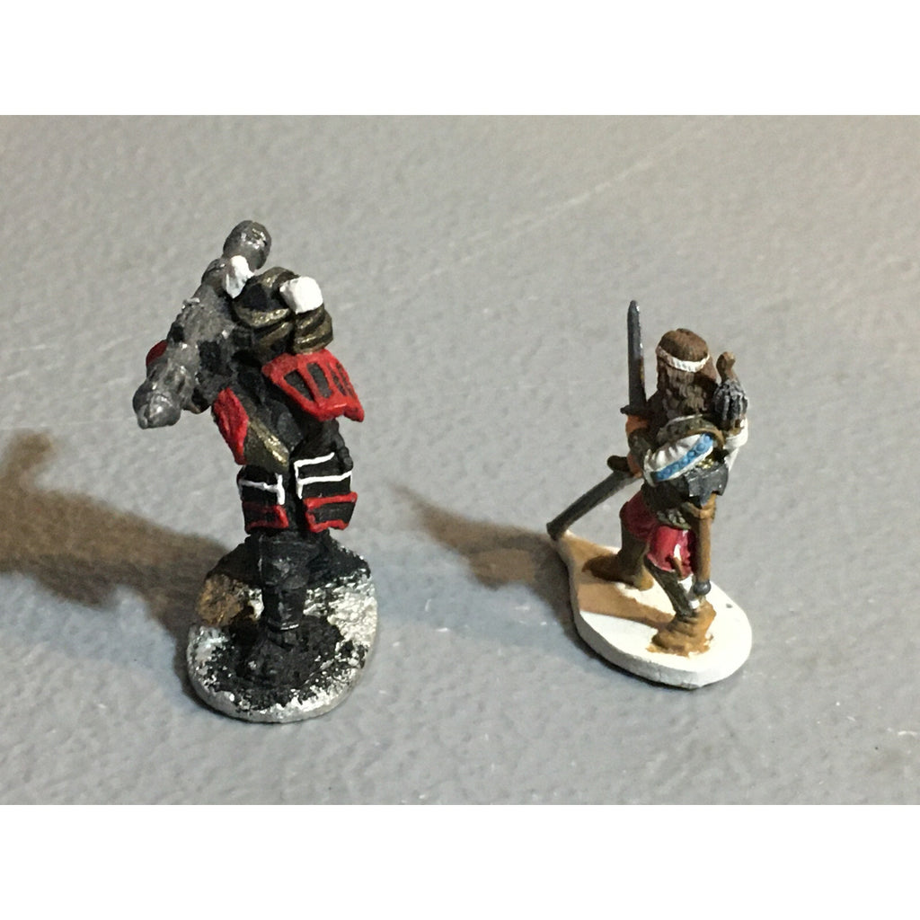 A10263 METAL MINIATURES FANTASY WARRIOR + SCI-FI SAMURAI W ROCKET LAUNCHER