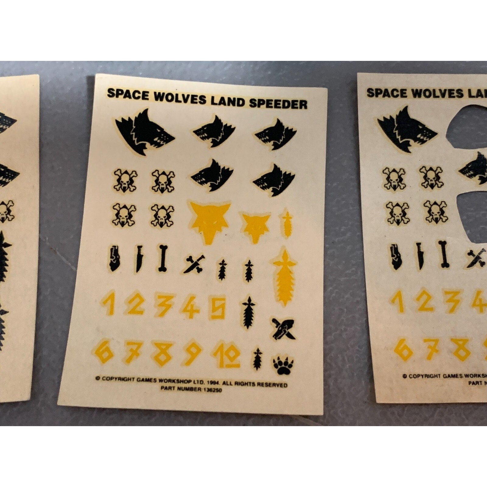 BAGB TRANSFERS SPACE MARINES WOLVES OLD INCOMPLETE / DAMAGED WARHAMMER 40K