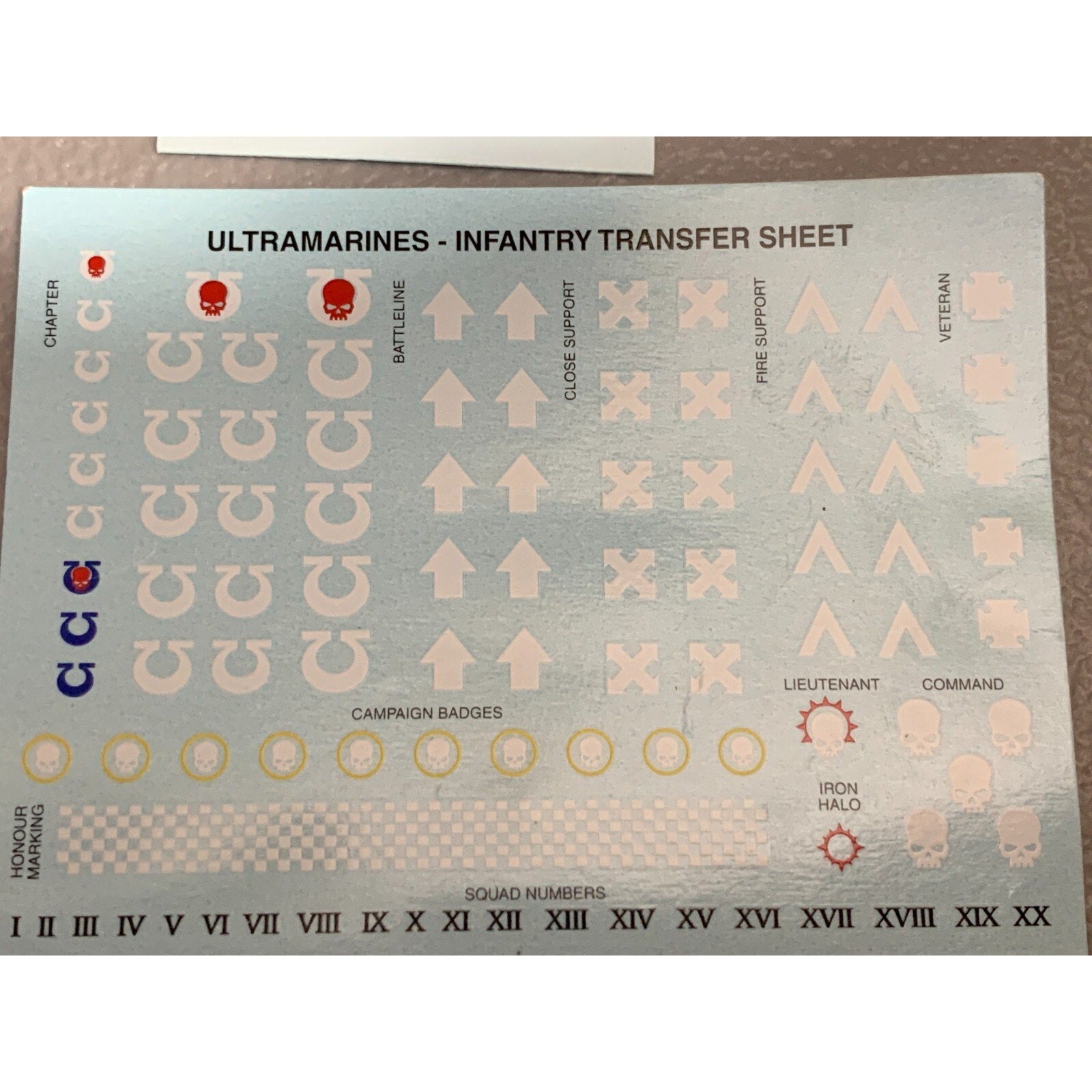 BAGF TRANSFERS ULTRAMARINES TRANSFER SHEET 2 PACK WARHAMMER 40K