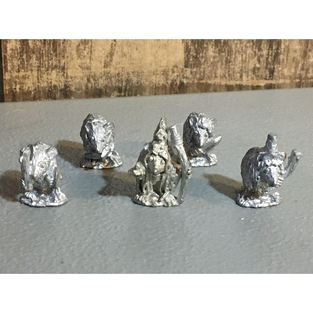 A32864 UNKNOWN METAL MINIATURES RATMEN 5 PK WARRIOR MAGE TABLETOP RPG