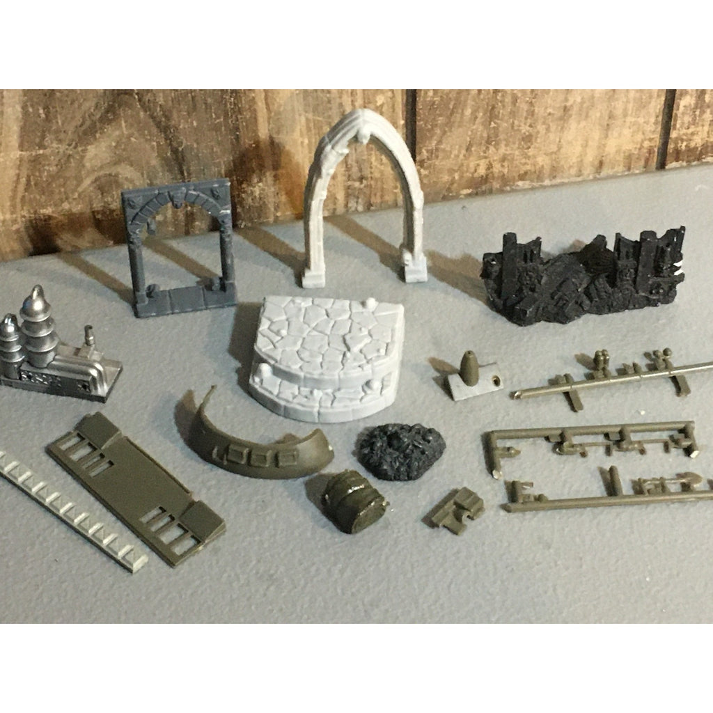 A32572 UNKNOWN MINIATURES PLASTIC MINIATURES LOT TERRAIN ARCH WALL DOORWAY