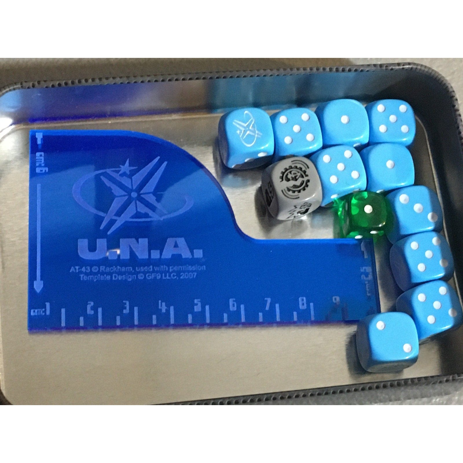 A33530 RACKHAM AT-43 TAPE MEASURE & DICE LOT UNA TIN ONI LOGO