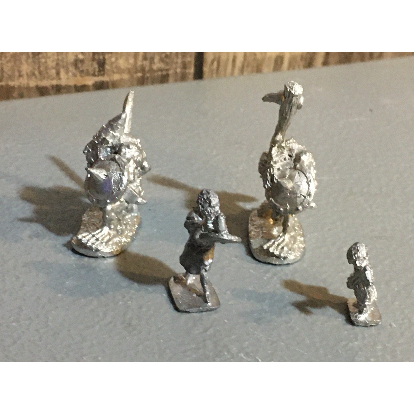 A32870 UNKNOWN METAL MINIATURES 4 PK ORC HUMAN DWARF WARRIOR TABLETOP RPG