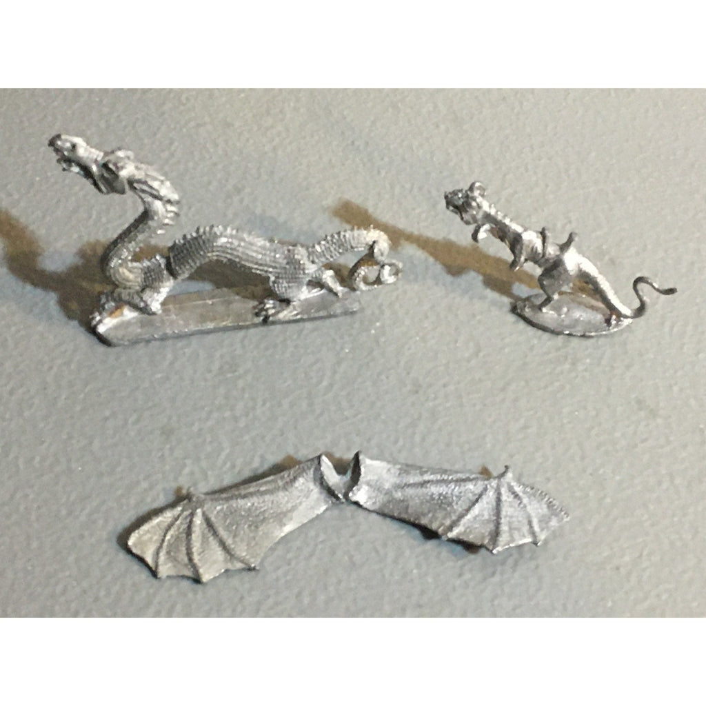 A34030 UNKNOWN METAL MINIATURES DRAGON & RIDING LIZARD TABLETOP RPG