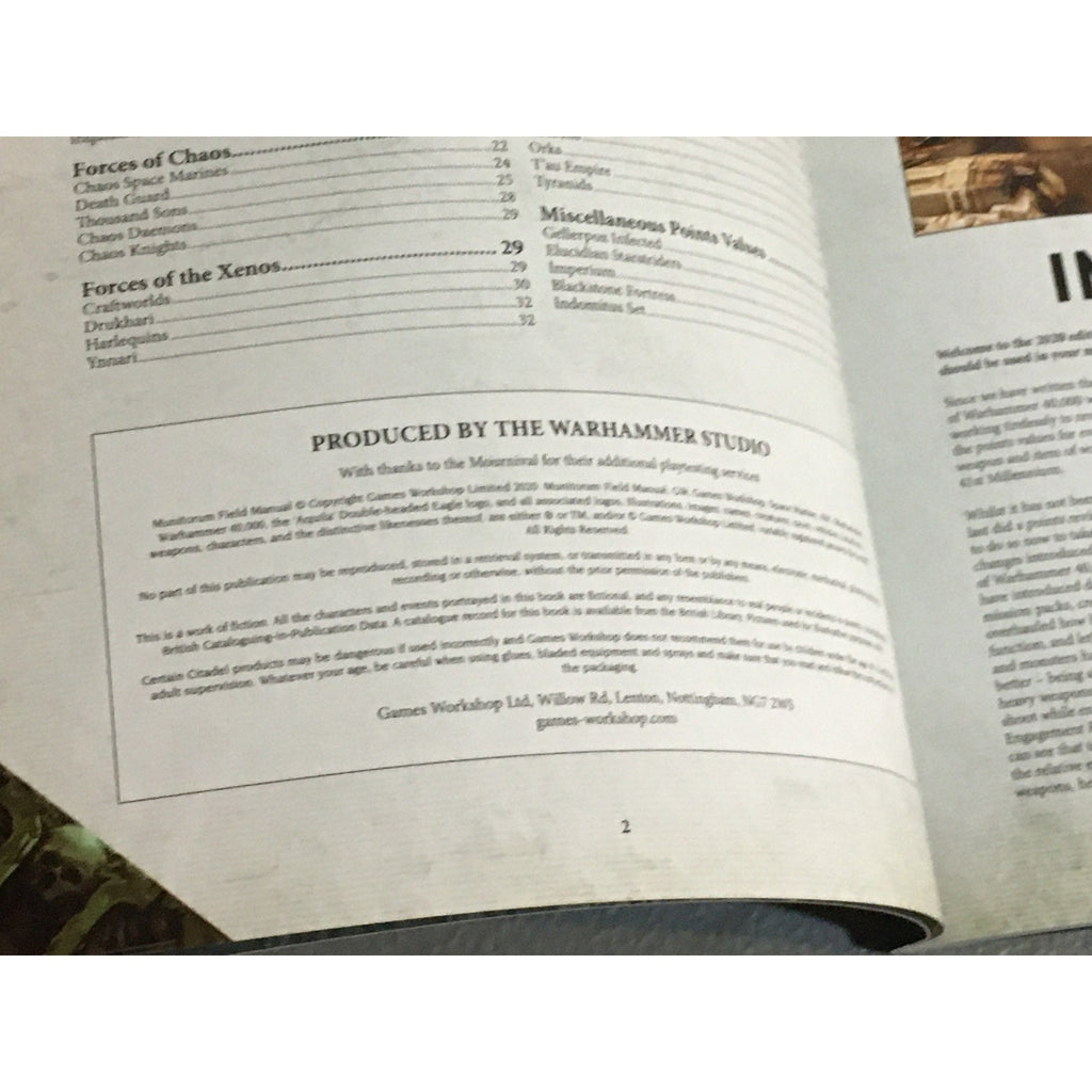 BOOK WARHAMMER 40K BOOKLETS GRAND TOURNAMENT 2020 MUNITORUM FIELD MANUAL NACHMUN
