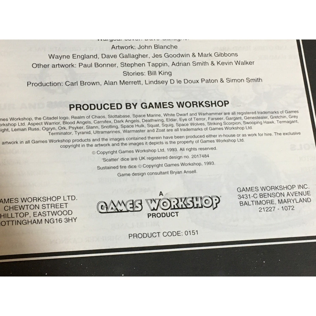 BOOK GAMES WORKSHOP WARHAMMER 40K 1993 WARGEAR 2ND ED SUPPLEMENT SB USED