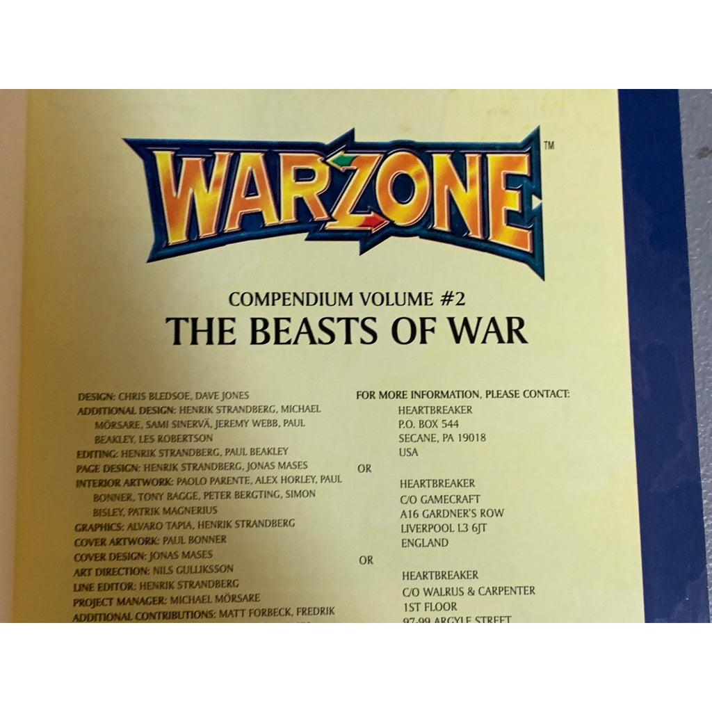 A31649 WARZONE MUTANT CHRON HHG ARMY BOOK PLAYED COMPENDIUM VOL. 2 BEASTS OF WAR