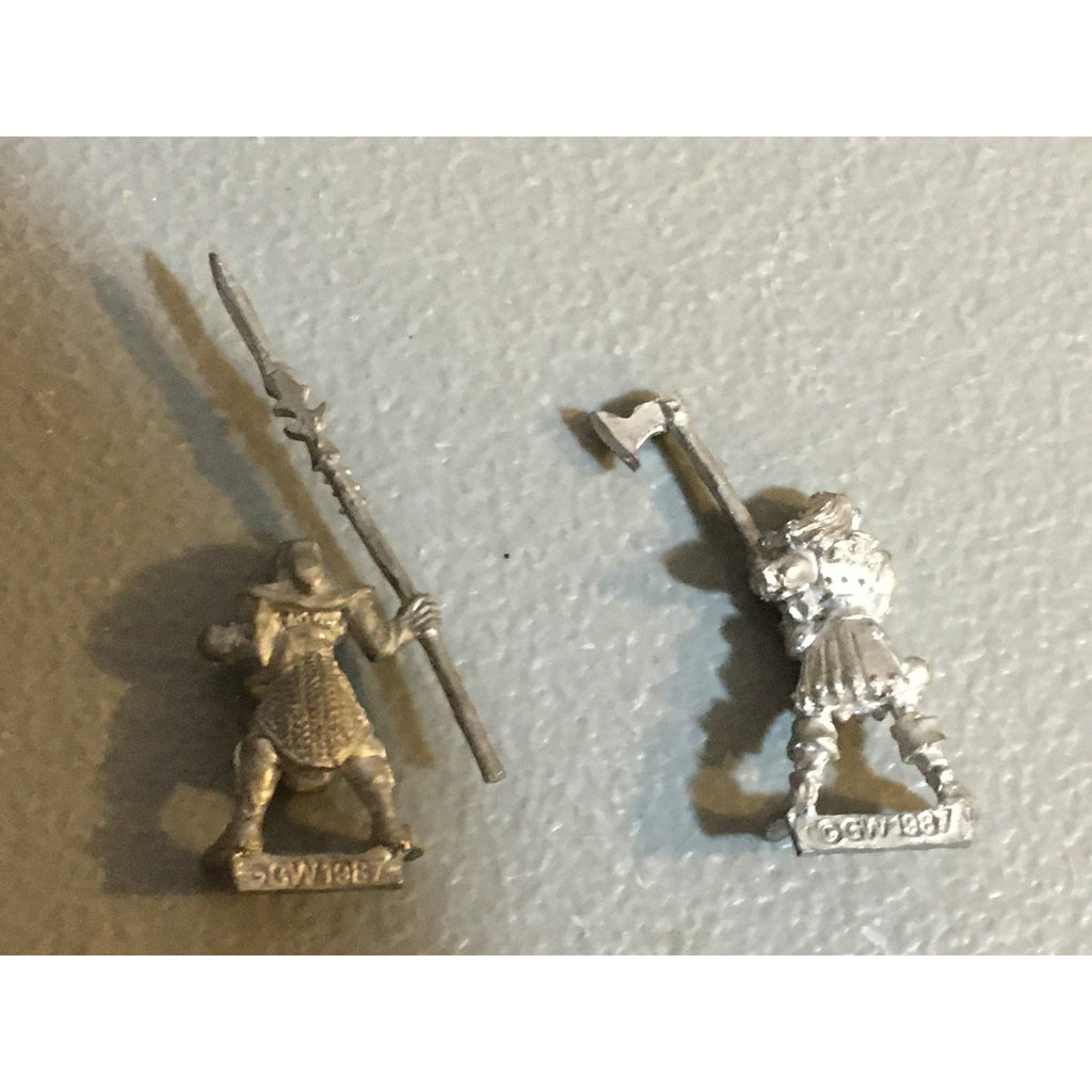 A33781 WARHAMMER CITADEL FANTASY WOOD ELVES METAL 1987 2 PK AXE SPEAR GW