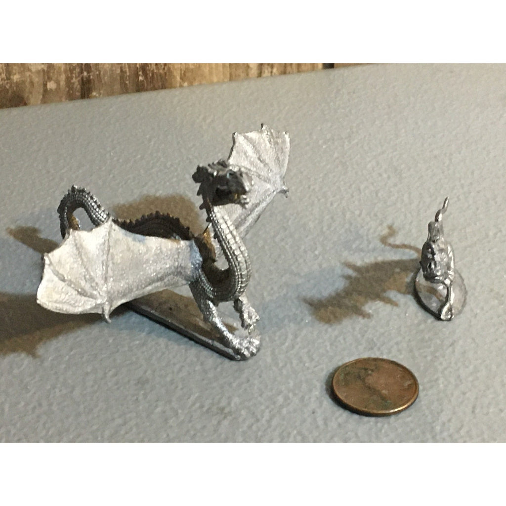 A34030 UNKNOWN METAL MINIATURES DRAGON & RIDING LIZARD TABLETOP RPG