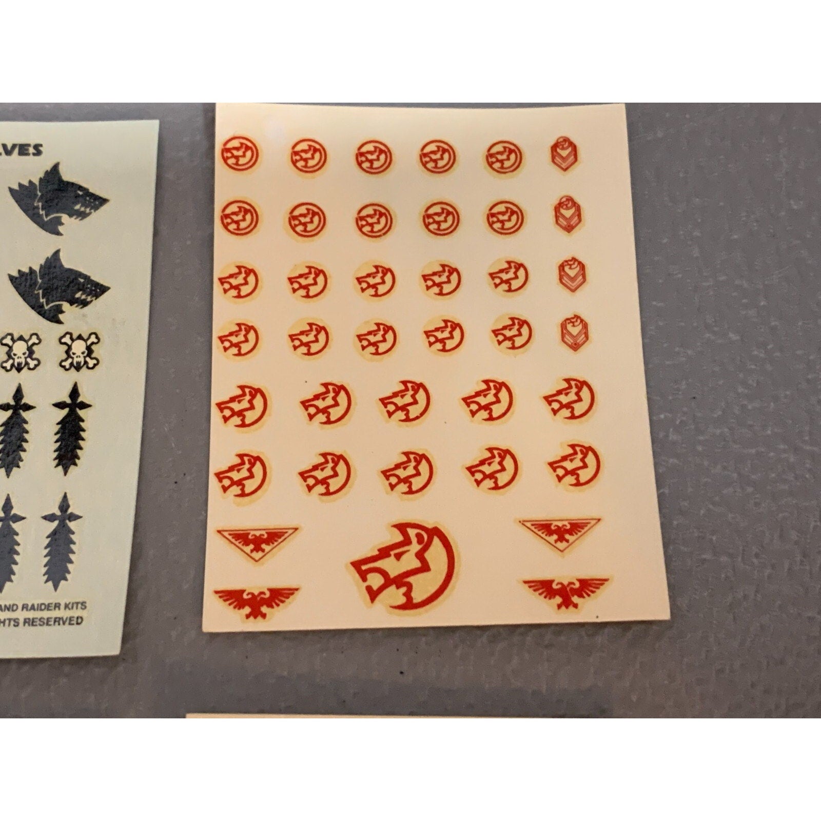 BAGB TRANSFERS SPACE MARINES WOLVES OLD INCOMPLETE / DAMAGED WARHAMMER 40K