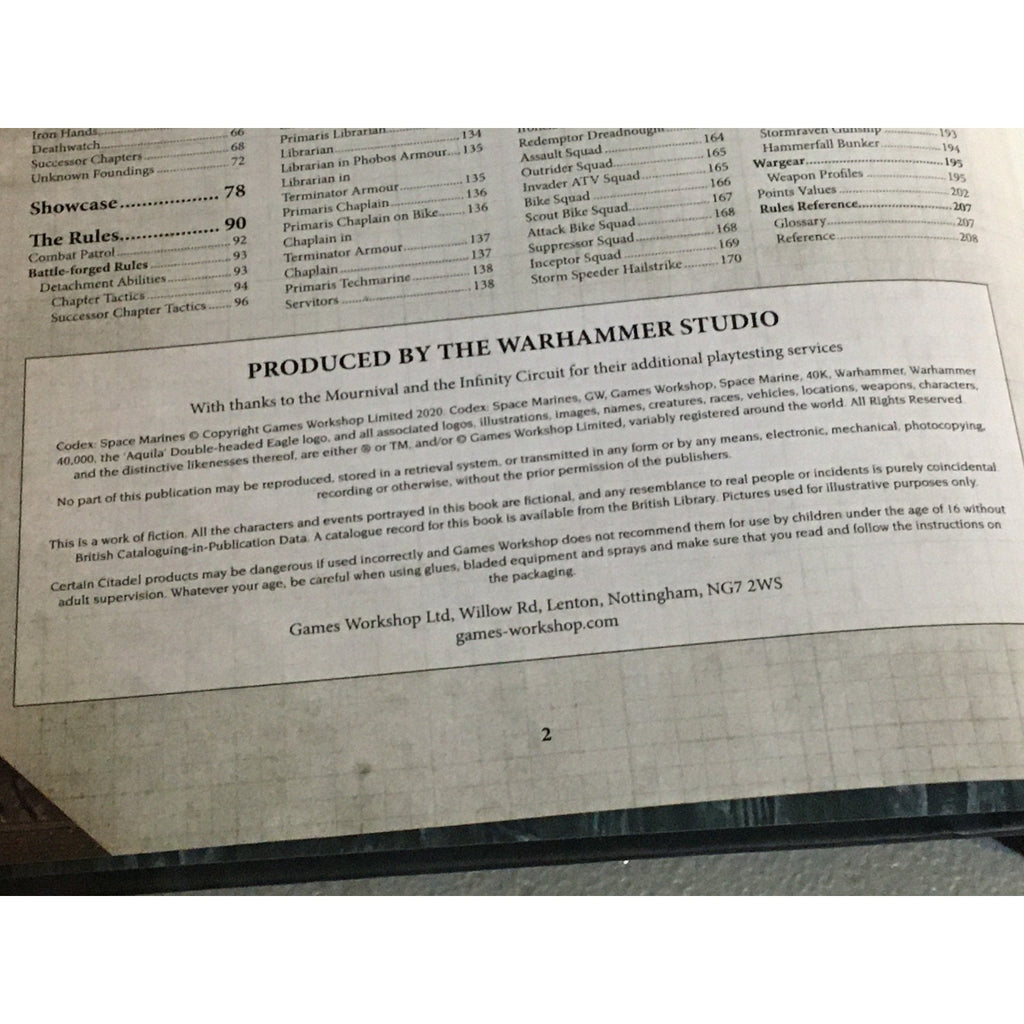 BOOK WARHAMMER 40K SPACE MARINES CODEX 9TH EDITION USED HB