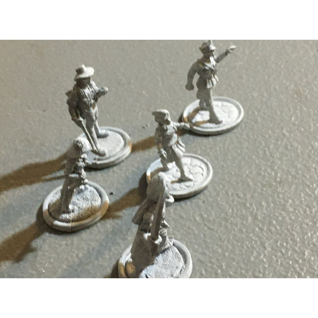 A32507 UNKNOWN METAL MINIATURES LOT 5 PK HUMAN EXPLORER SOLDIER PIRATE