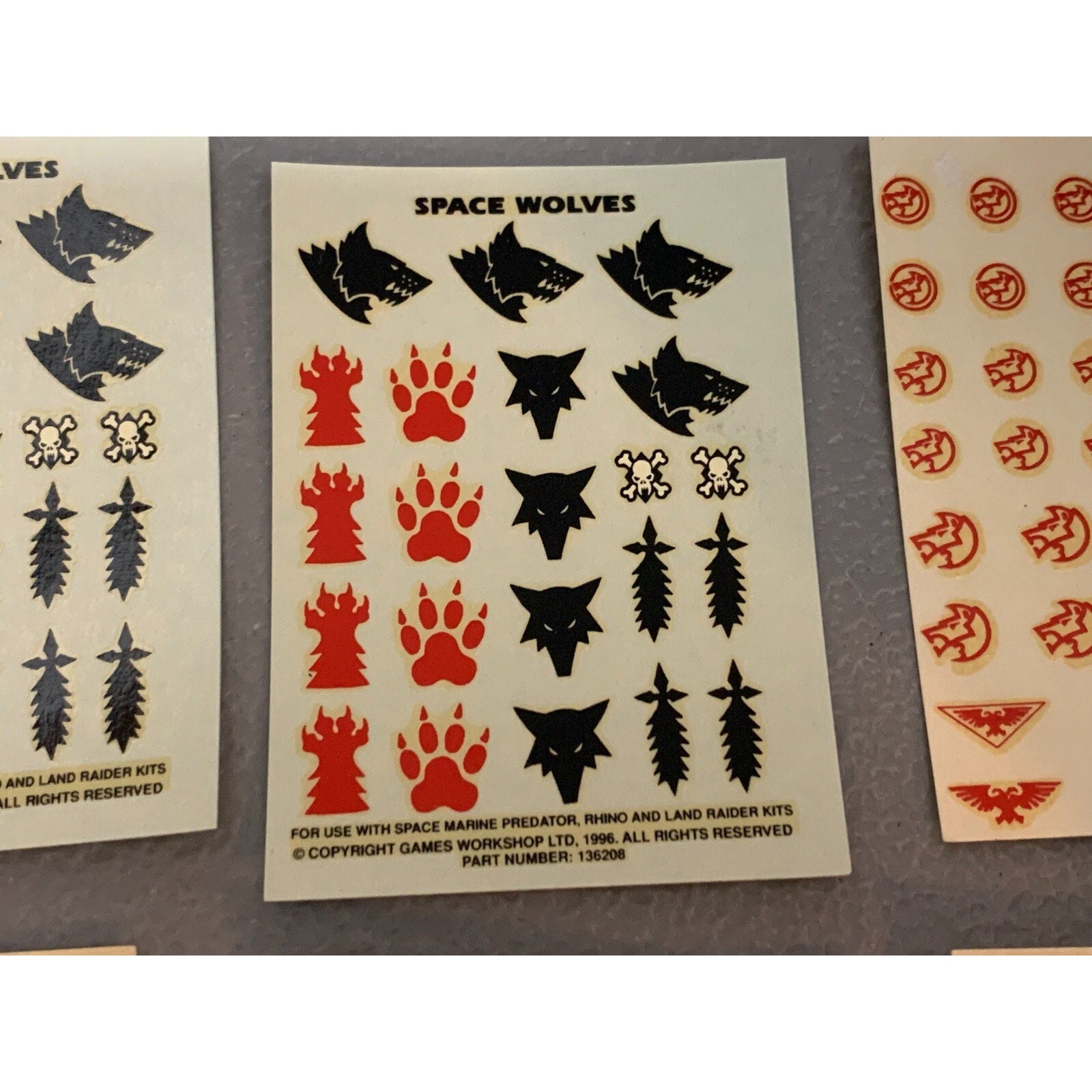 BAGB TRANSFERS SPACE MARINES WOLVES OLD INCOMPLETE / DAMAGED WARHAMMER 40K