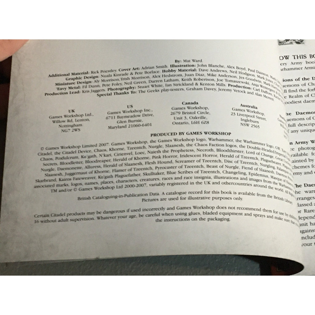 BOOK WARHAMMER FANTASY DAEMONS OF CHAOS ARMY BOOK GW GAMES WORKSHOP