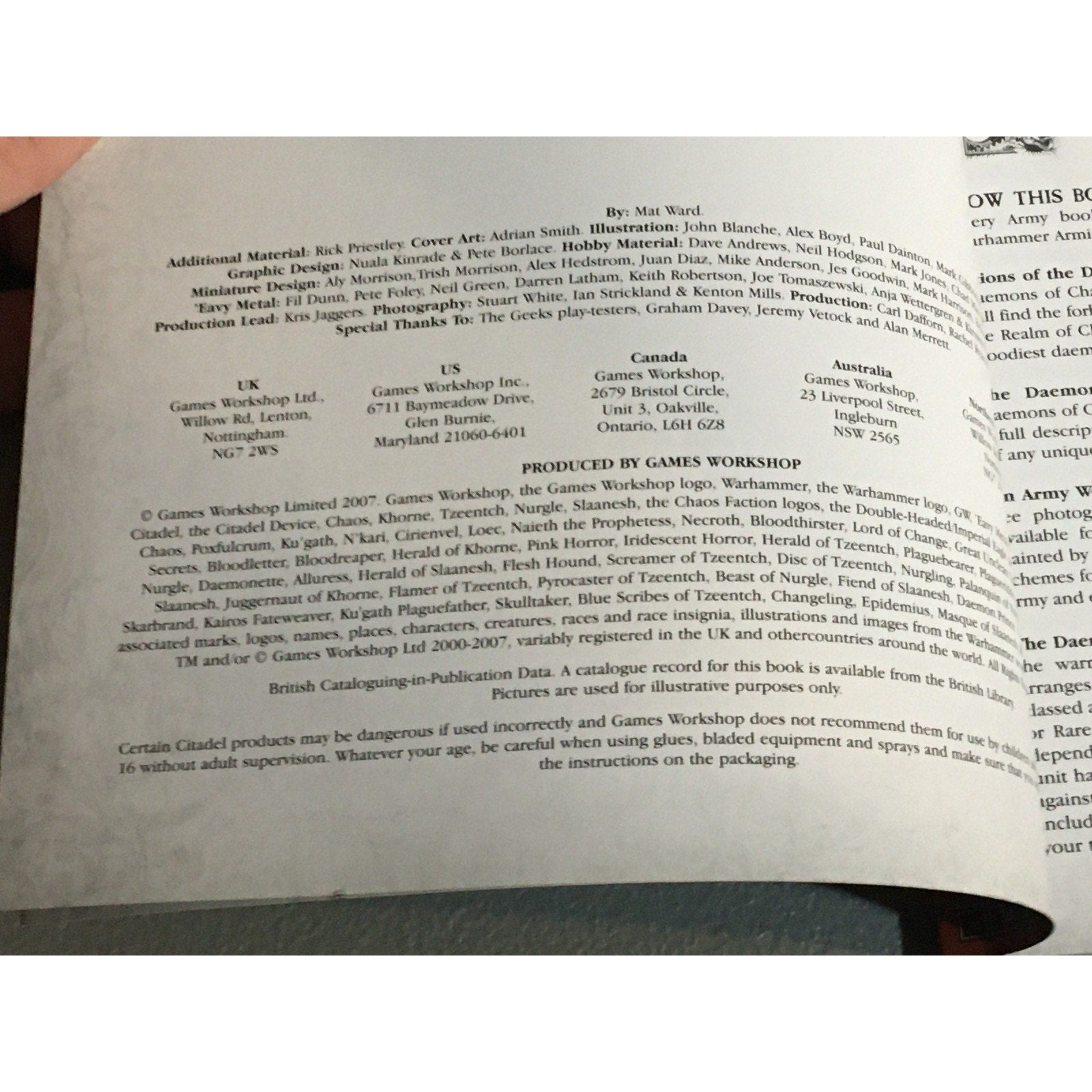 BOOK WARHAMMER FANTASY DAEMONS OF CHAOS ARMY BOOK GW GAMES WORKSHOP