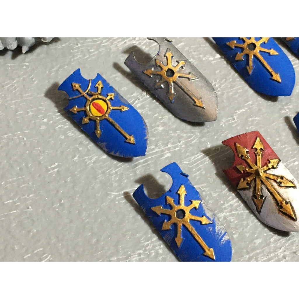 A22231 WARHAMMER FANTASY CHAOS MORTALS BITS LOT SHIELDS & COMMAND GAMES WORKSHOP