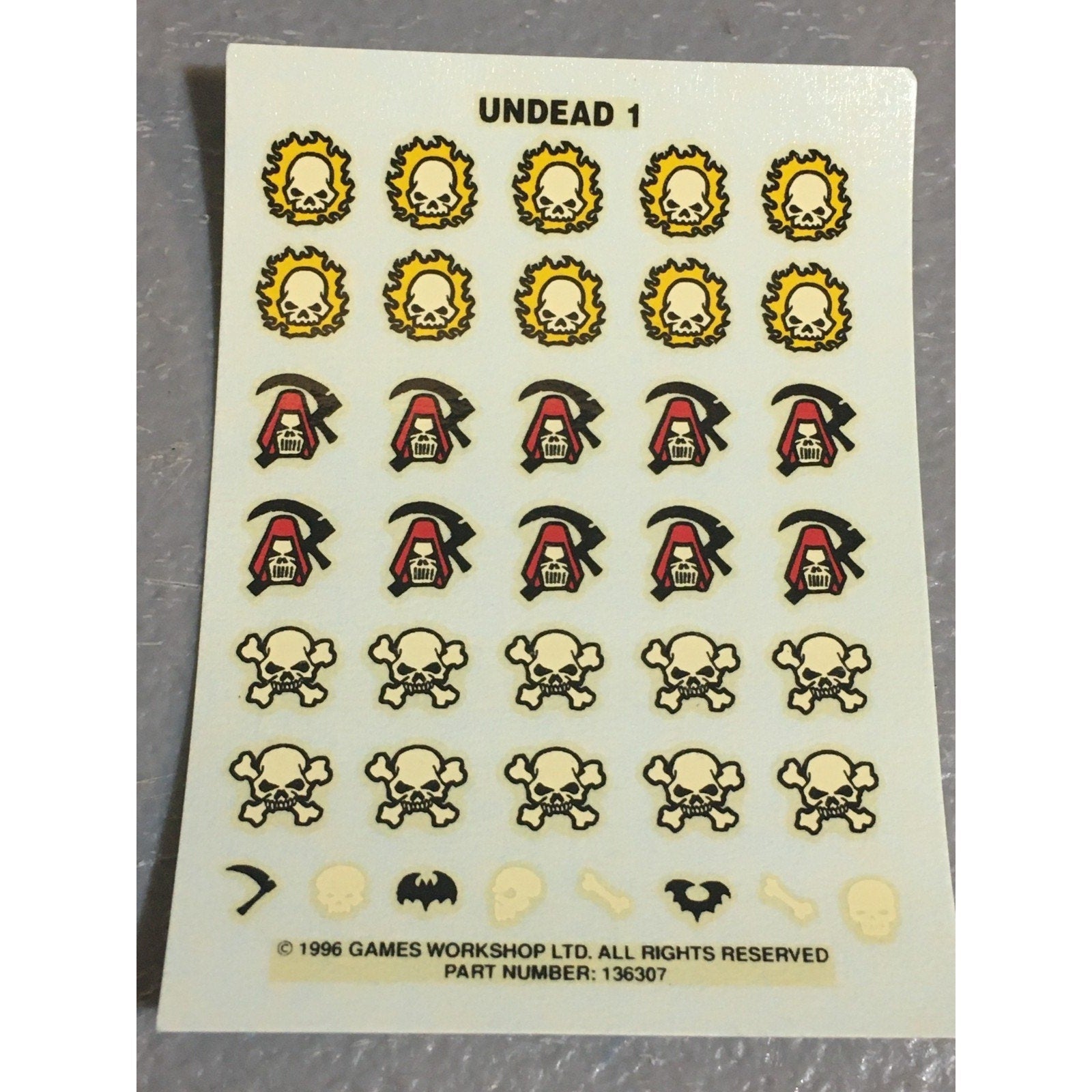 BAGG TRANSFERS TRANSFER WARHAMMER FANTASY UNDEAD DECAL SHEET #1 GW