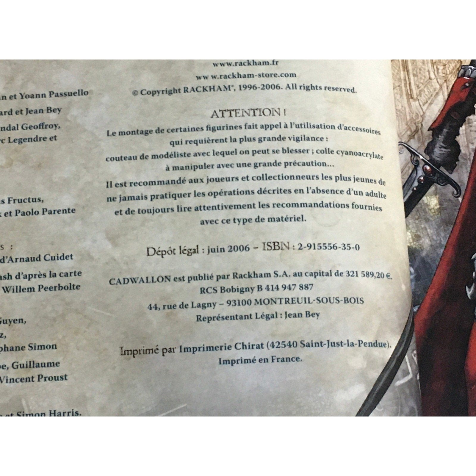 BOOK USED RACKHAM CONFRONTATION CADWALLON THE FREE CITY RULEBOOK FRENCH HARDBACK