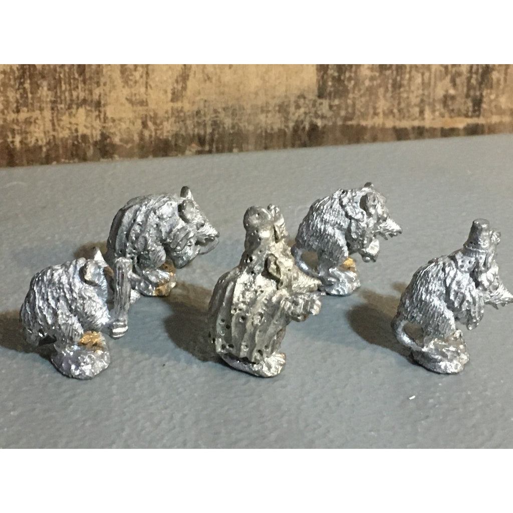 A32864 UNKNOWN METAL MINIATURES RATMEN 5 PK WARRIOR MAGE TABLETOP RPG