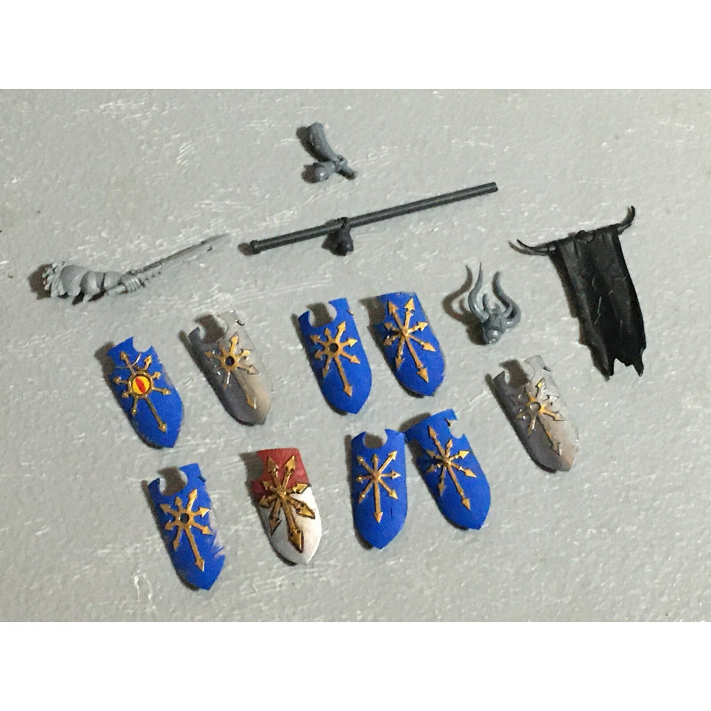A22231 WARHAMMER FANTASY CHAOS MORTALS BITS LOT SHIELDS & COMMAND GAMES WORKSHOP