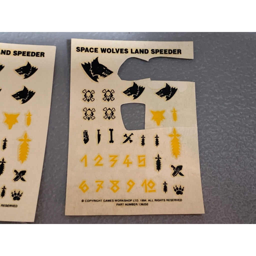 BAGB TRANSFERS SPACE MARINES WOLVES OLD INCOMPLETE / DAMAGED WARHAMMER 40K