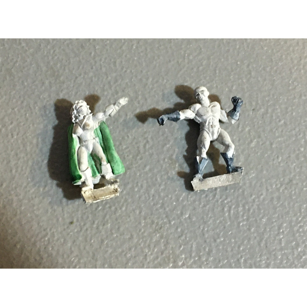 A32083 UNKNOWN METAL SUPERHERO 2 PK MALE FEMALE TABLE TOP WAR GAMES RPG