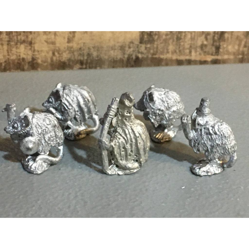 A32864 UNKNOWN METAL MINIATURES RATMEN 5 PK WARRIOR MAGE TABLETOP RPG
