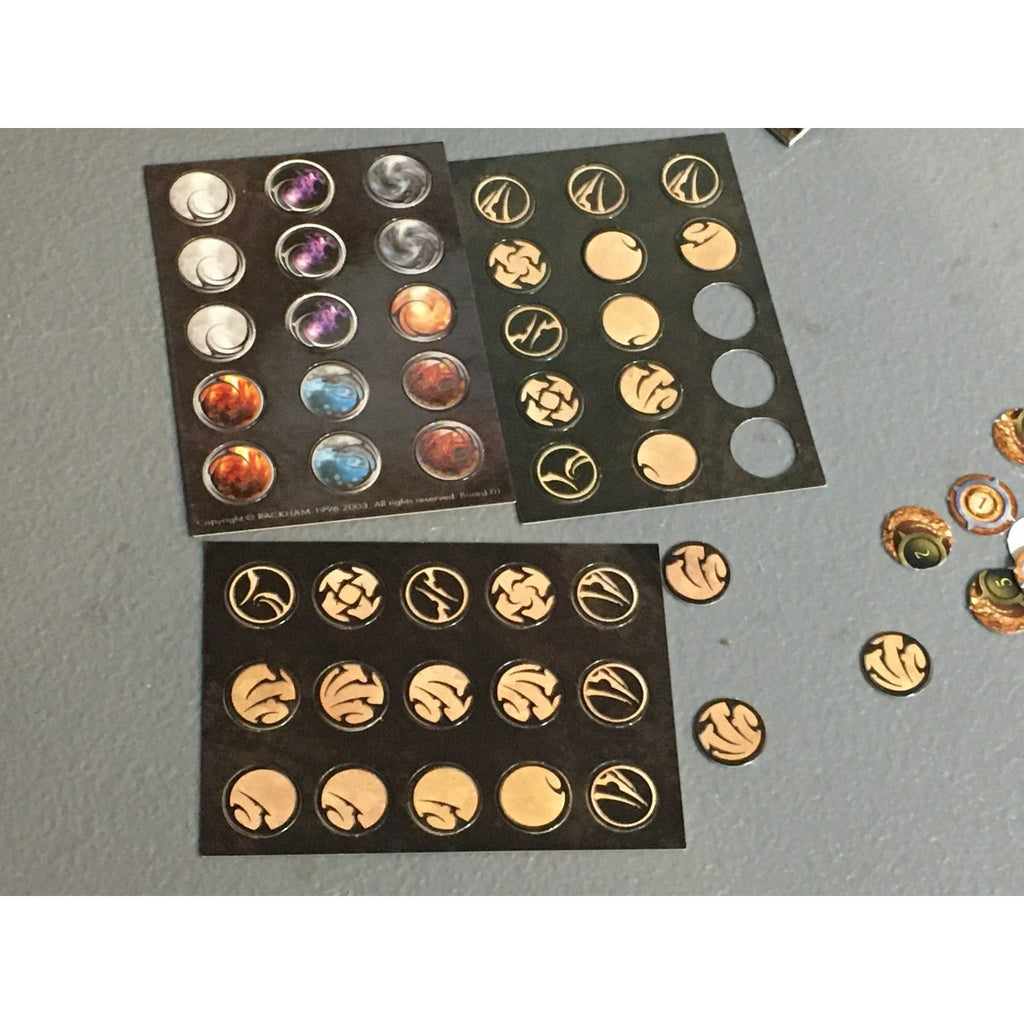 A32713 RACKHAM CONFRONTATION BIG MARKERS TOKENS TILES LOT TABLETOP