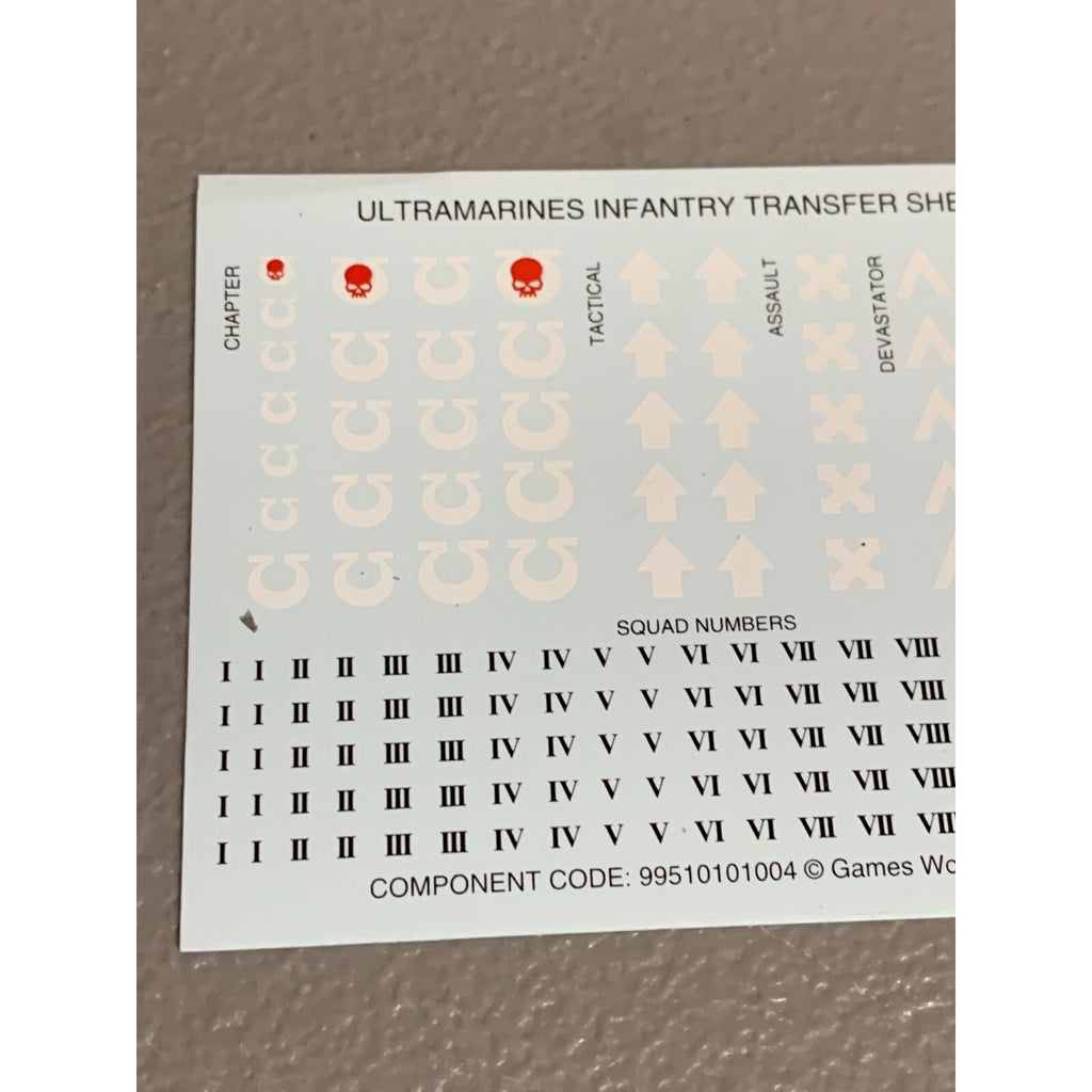 BAGB TRANSFERS TRANSFER SHEET WARHAMMER 40K ULTRAMARINES INFANTRY GW