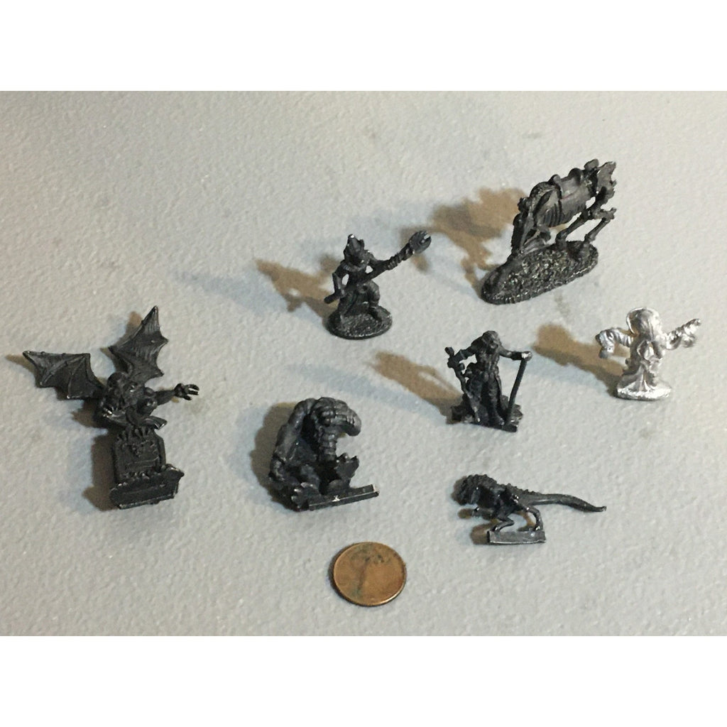 A34039 UNKNOWN METAL MINIATURES FANTASY MIXED LOT CREATURE DRAKE UNDEAD HORSE