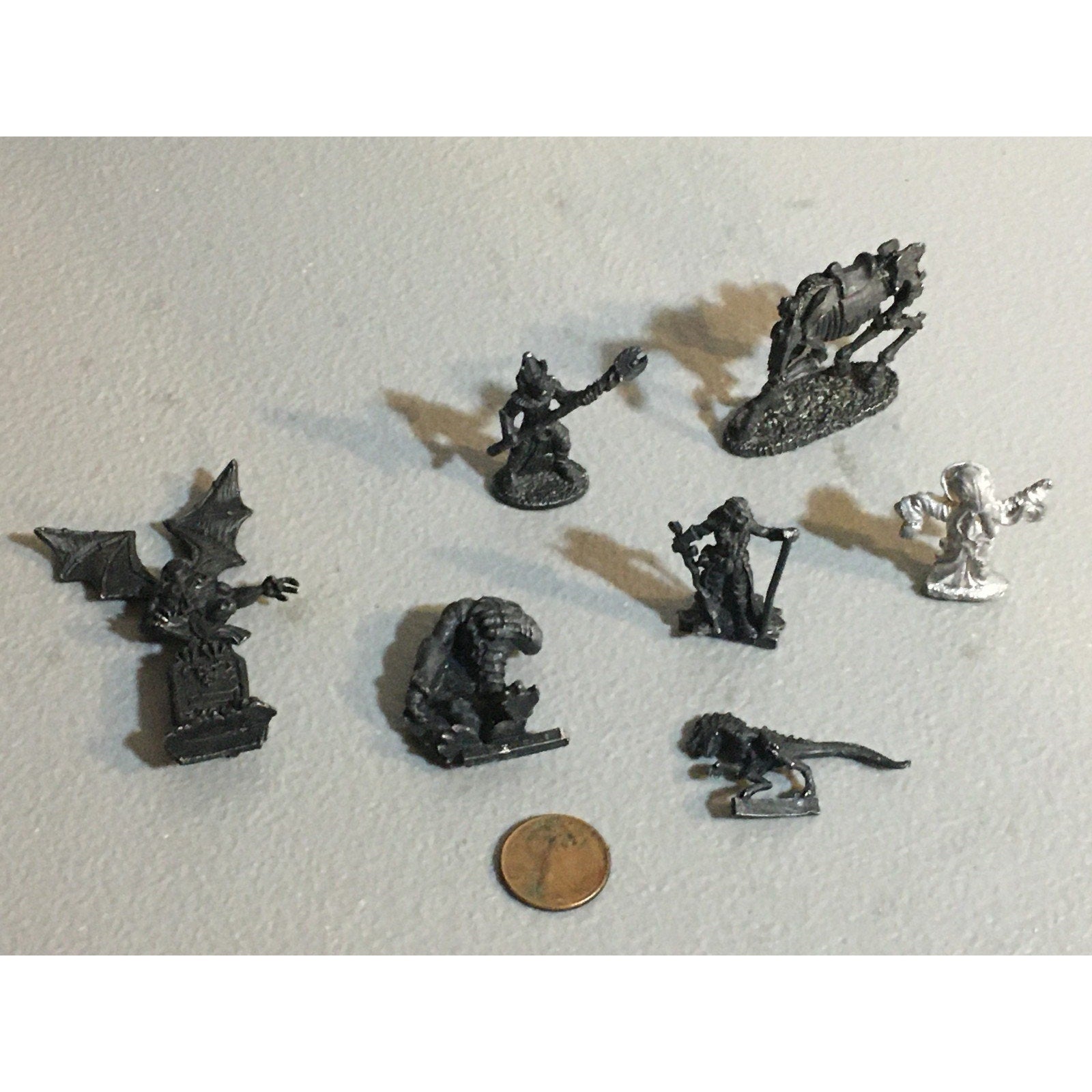 A34039 UNKNOWN METAL MINIATURES FANTASY MIXED LOT CREATURE DRAKE UNDEAD HORSE