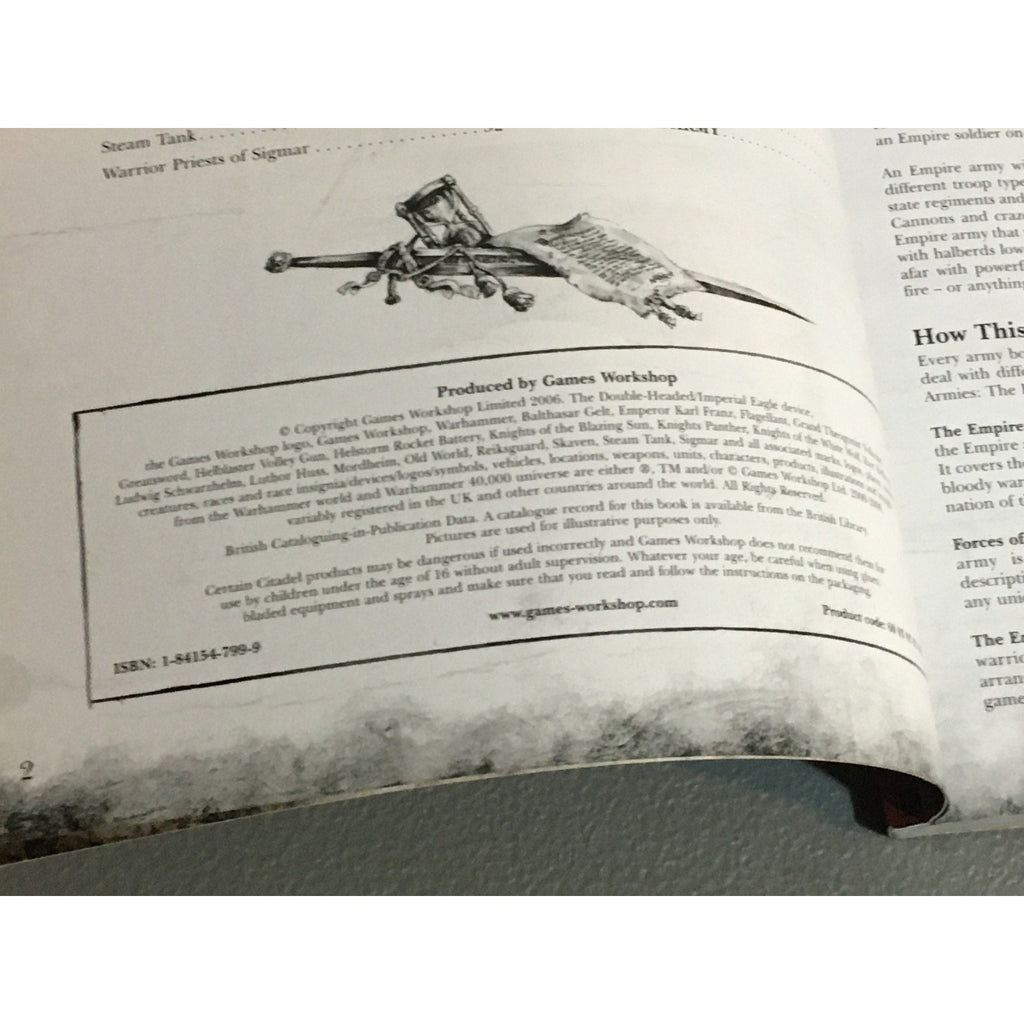 BOOK WARHAMMER FANTASY THE EMPIRE ARMY BOOK GW GAMES WORKSHOP