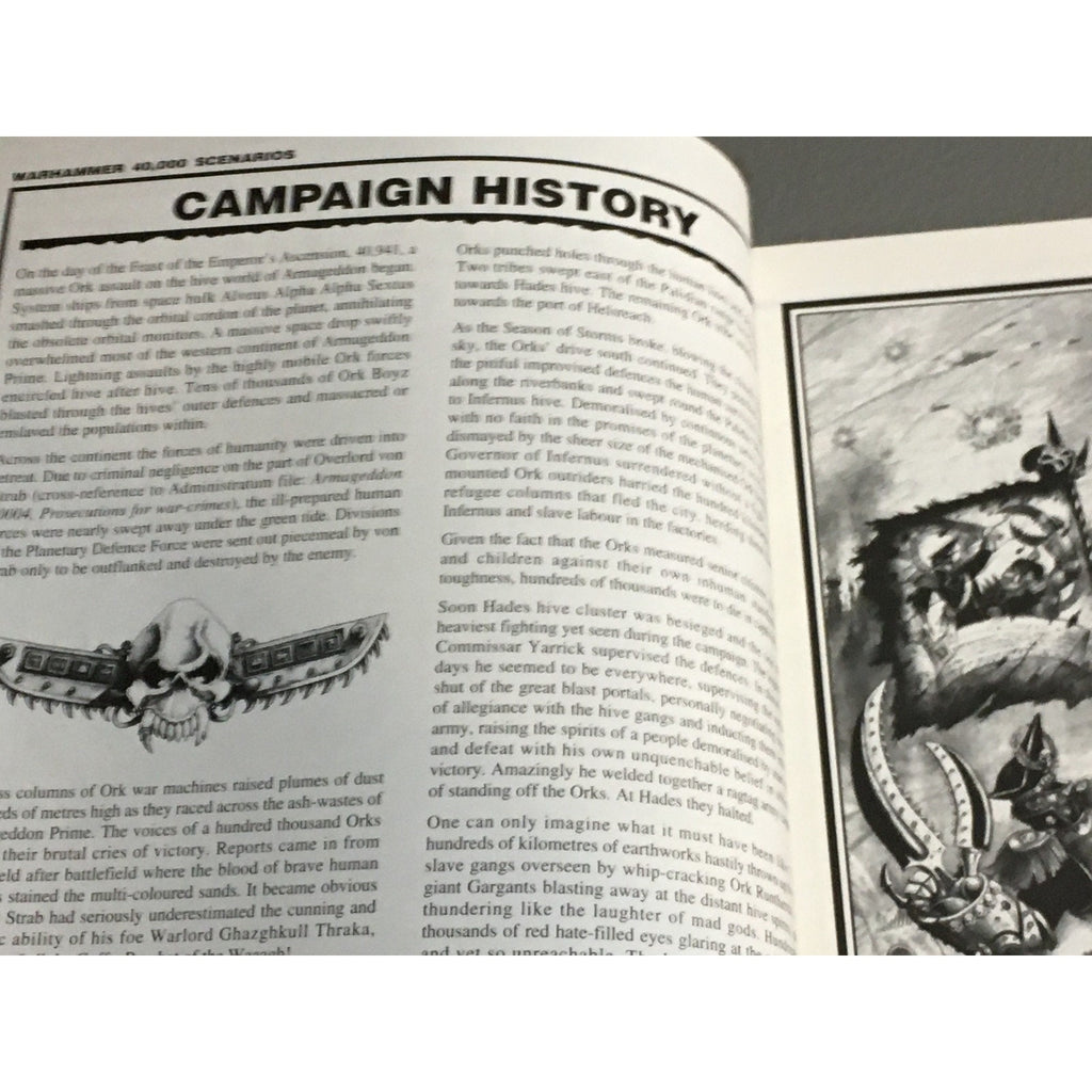 BOOK GAMES WORKSHOP WARHAMMER 40K BATTLE FOR ARMAGEDDON SCENARIOS 2ND ED SB USED