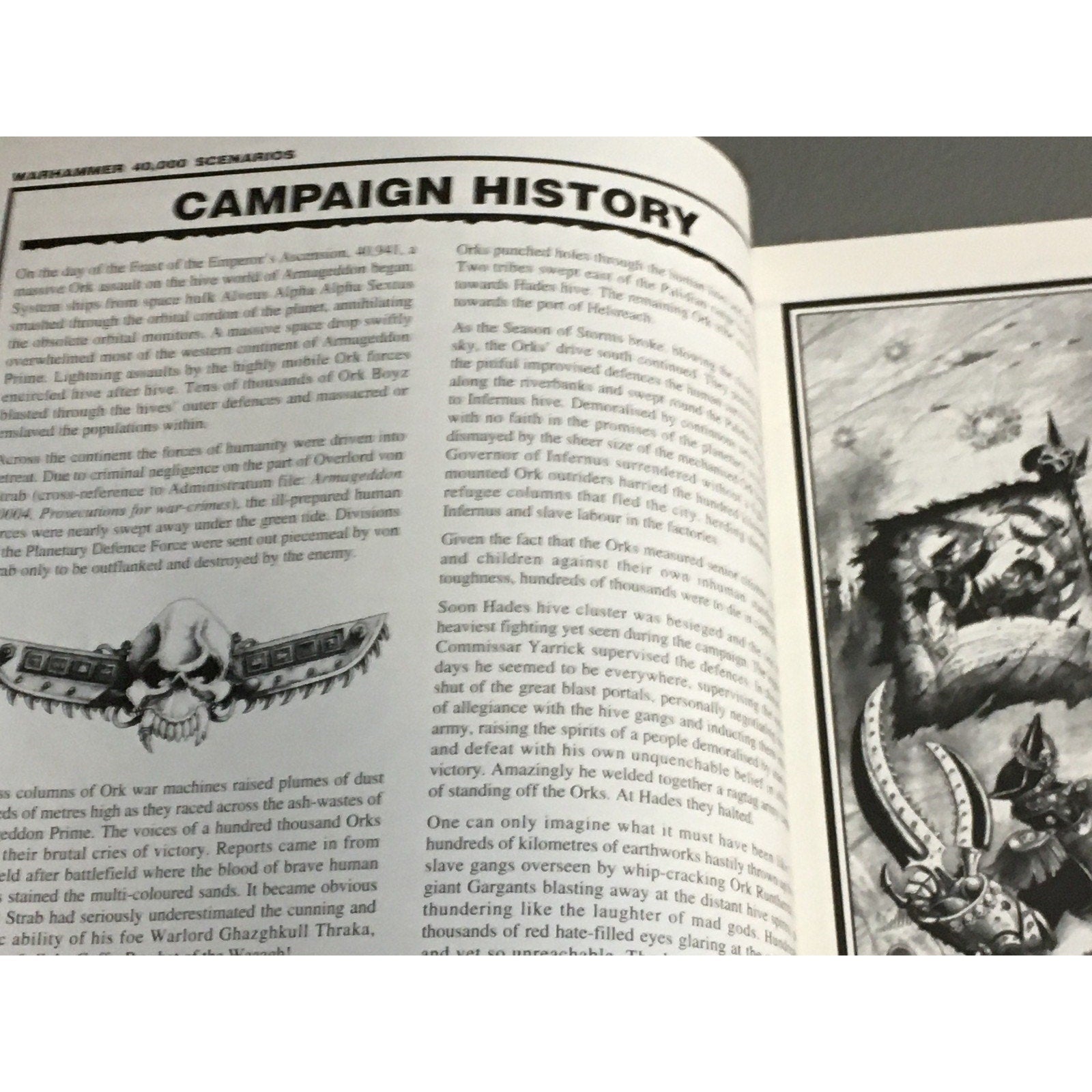 BOOK GAMES WORKSHOP WARHAMMER 40K BATTLE FOR ARMAGEDDON SCENARIOS 2ND ED SB USED