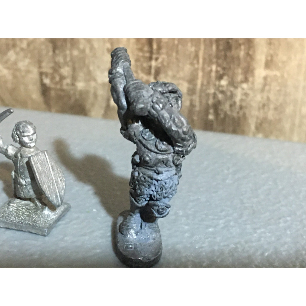 A32084 UNKNOWN METAL 2 PK MINIATURES FANTASY HALFLING ORC? WARRIOR INCOMPLETE