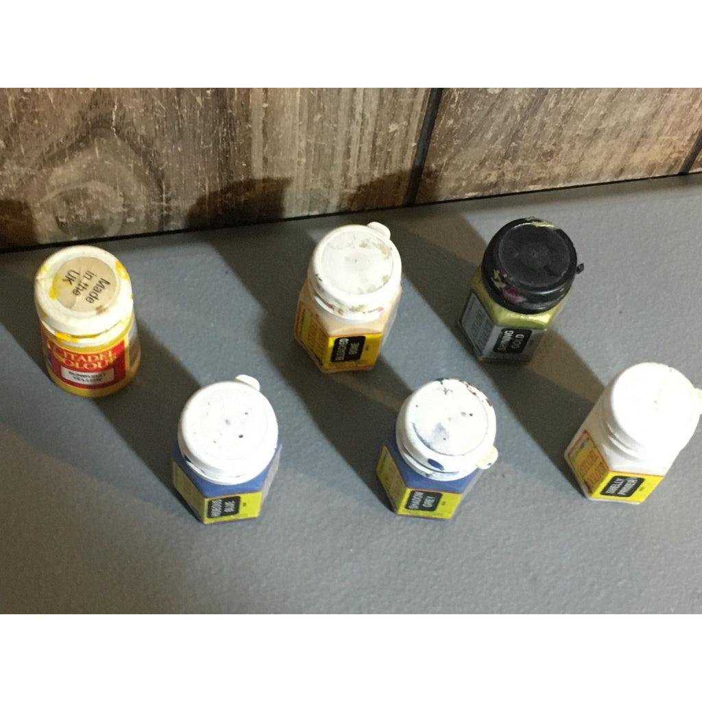 A33432 CITADEL COLOURS USED PAINT POTS 6 PK NO GOOD DRIED OOP GAMES WORKSHOP