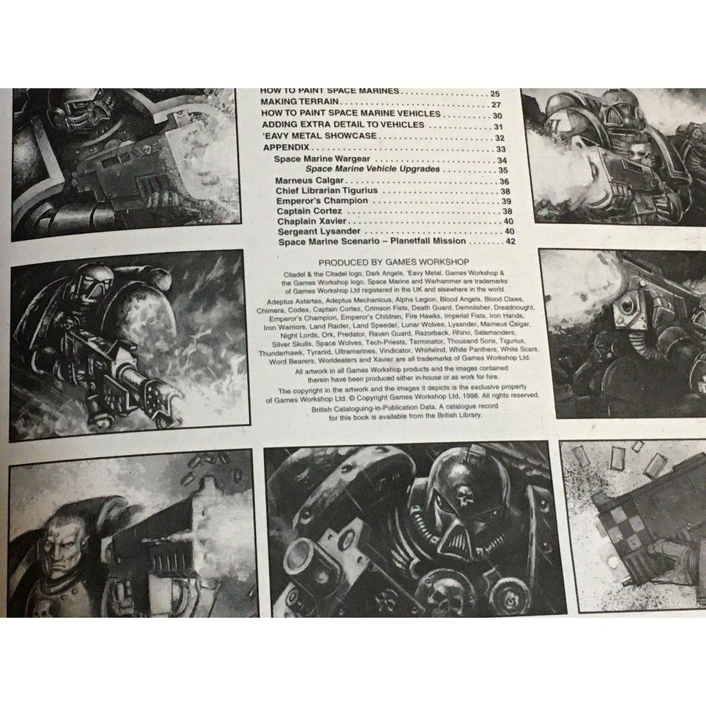 BOOK GAMES WORKSHOP WARHAMMER 40K 1998 CODEX SPACE MARINES SB USED PLAYED